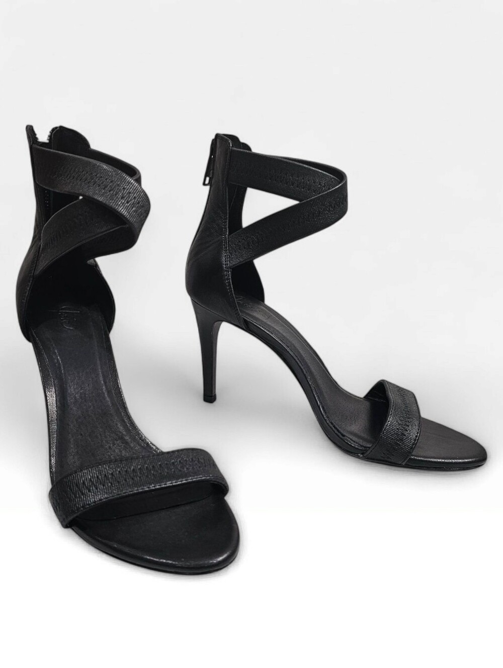 JOIE Elaine Black Elastic Criss Cross Strappy Sandals Stiletto Heels 40/10